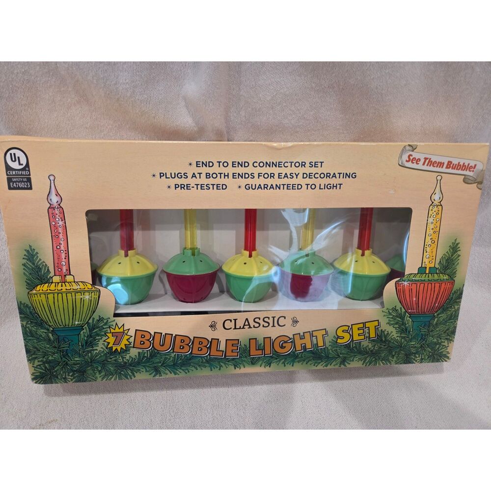 Kurt Adler Classic 7 Bubble Light Set Vintage Style Christmas Tree Decor